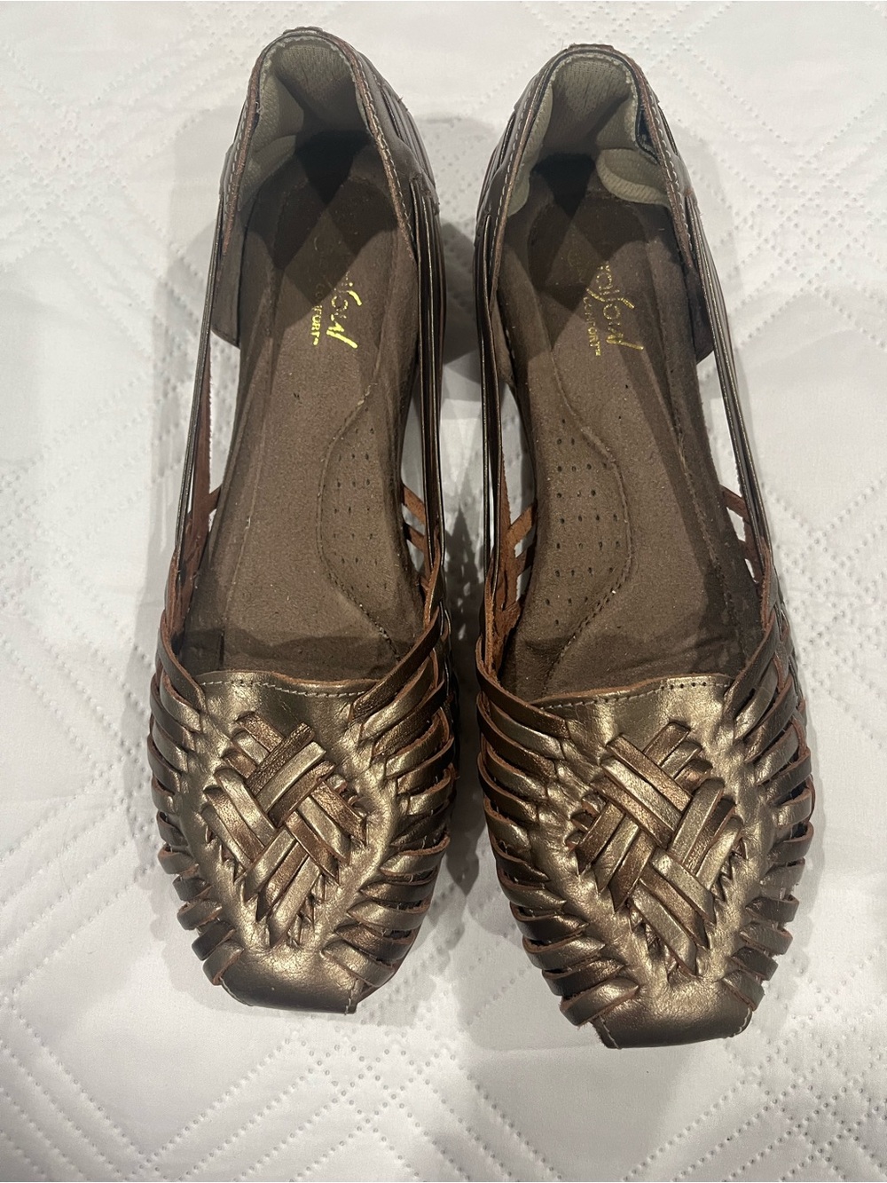 Natural Soul Metallic Bronze Braided Huarache Flats